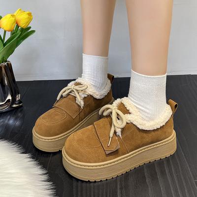 Internet Celebrities Anti-skid Heightened Thick-soled Snow Boots Women's Winter Piled and Thickened 2025 New One-pedal Thermal Cotton Shoes