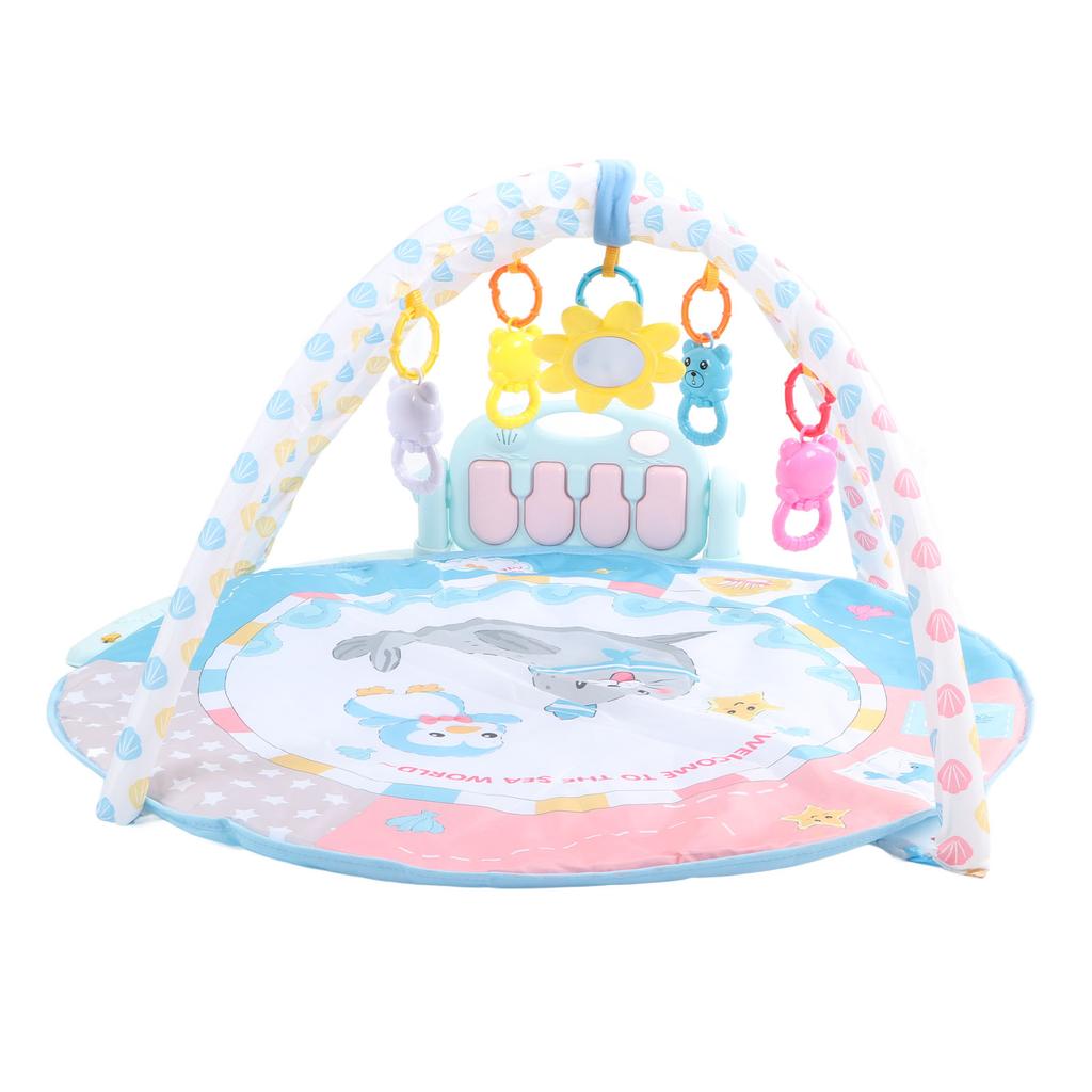 Baby Gym Mat Multifunctional Early Education Light Round Music Piano Playmat for Toddlers