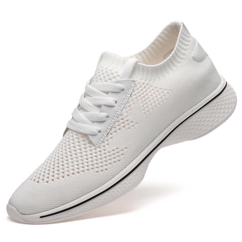 Men s Round Toe Mesh Casual Lace-up Sneakers - Breathable, Flat Sole, Sporty, Invisible Height Boost Size 42