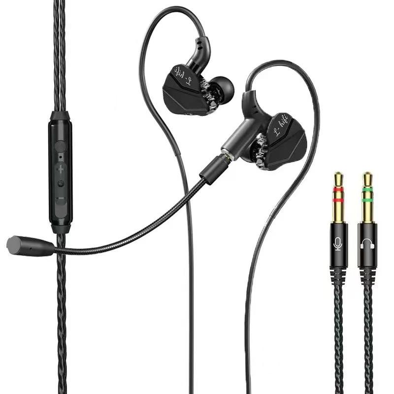Wired USB In-Ear Gaming Headset with Dual Plug and Microphone