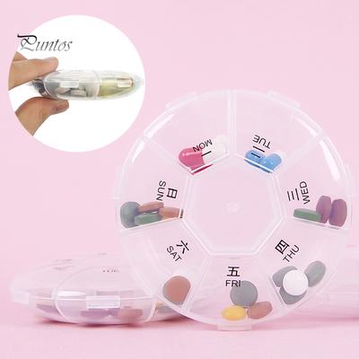 Puntos 7 Grids Contenitore portatile settimanale per pillole Contenitore per medicinali Mini Organizer