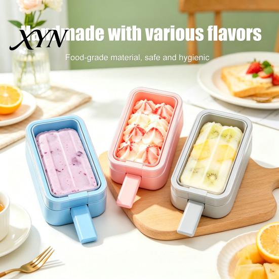 Moule à Glace à l'Eau Fait Main en Silicone avec Bâtonnet, Réutilisable Qualité Alimentaire, Fabricant d'Esquimaux d'Été avec Couvercle, Lolly Congélateur DIY pour la Cuisine