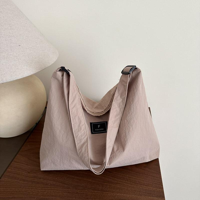 Simple and Casual Design, Large-capacity Waterproof Nylon Bag, Shoulder Bag, Women's Lightweight Literary Commuter Tote Bag