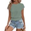 Ladies' Fashionable Round-neck Solid-color Short-sleeved Shirt With Cutout For Summer