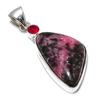 Rhodonite, Garnet Gemstone 925 Sterling Silver Jewelry Pendant 2.36" SU-8463