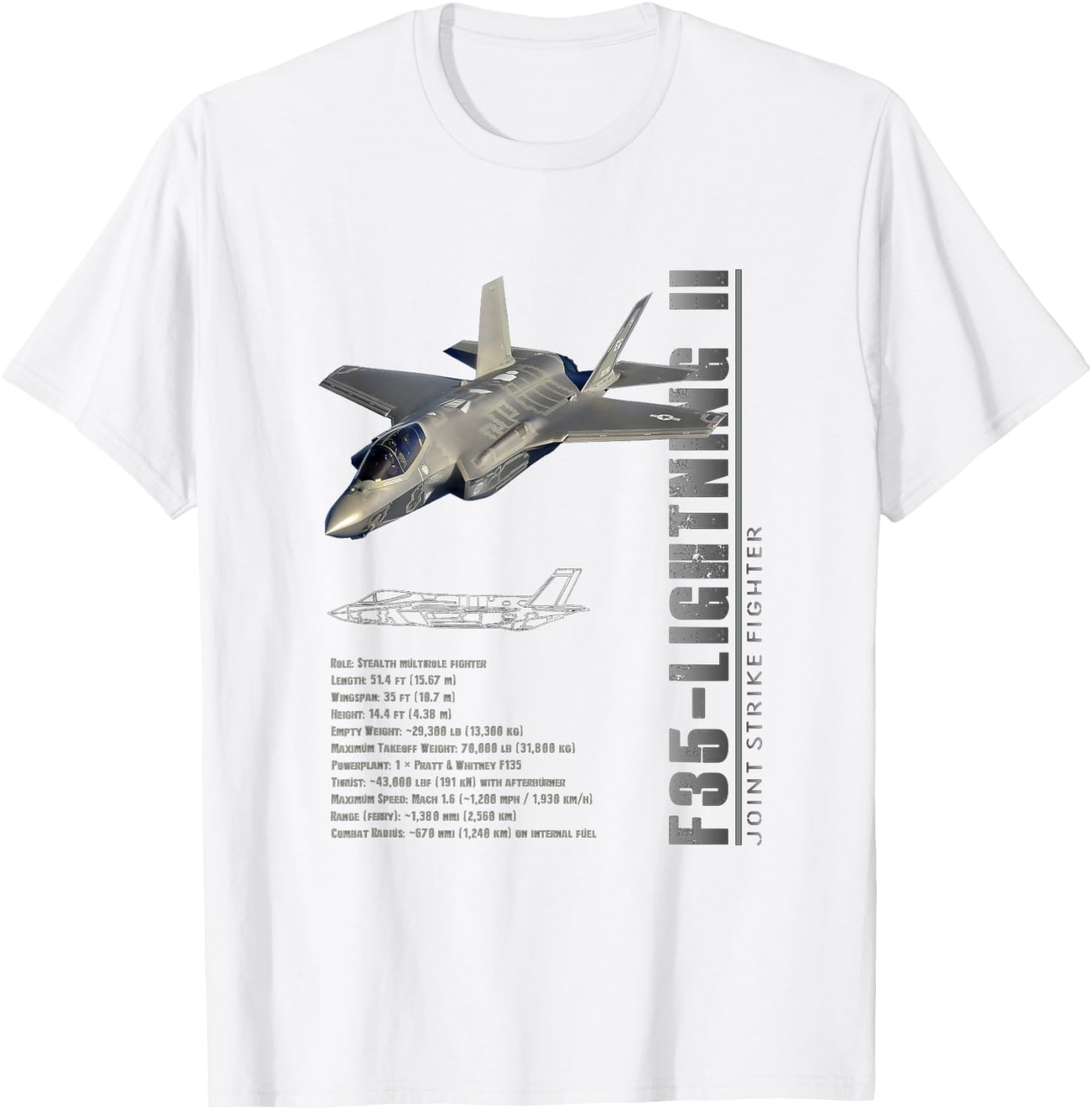 F35 Lighting II Spécifications Pour Avions TShirt Short Sleeve Casual 100 Cotton Shift S