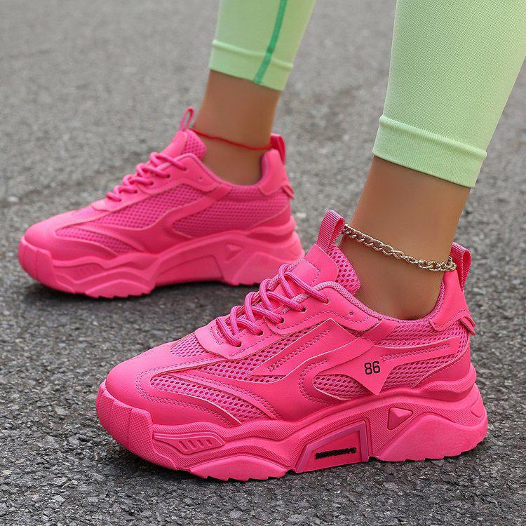 Spring Women's Sneakers Green Breathable Mesh Platform Chunky Sneakers Women Sports Shoes Thick Sole Walking Sneakers Woman Shoe