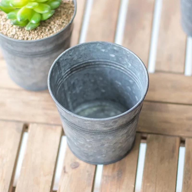 1PC Nordic Retro Tin Metal Succulent Flower Pot Flower Bucket Iron Barrel Dried Flowers Fresh Pastoral Make Old Tin Flower