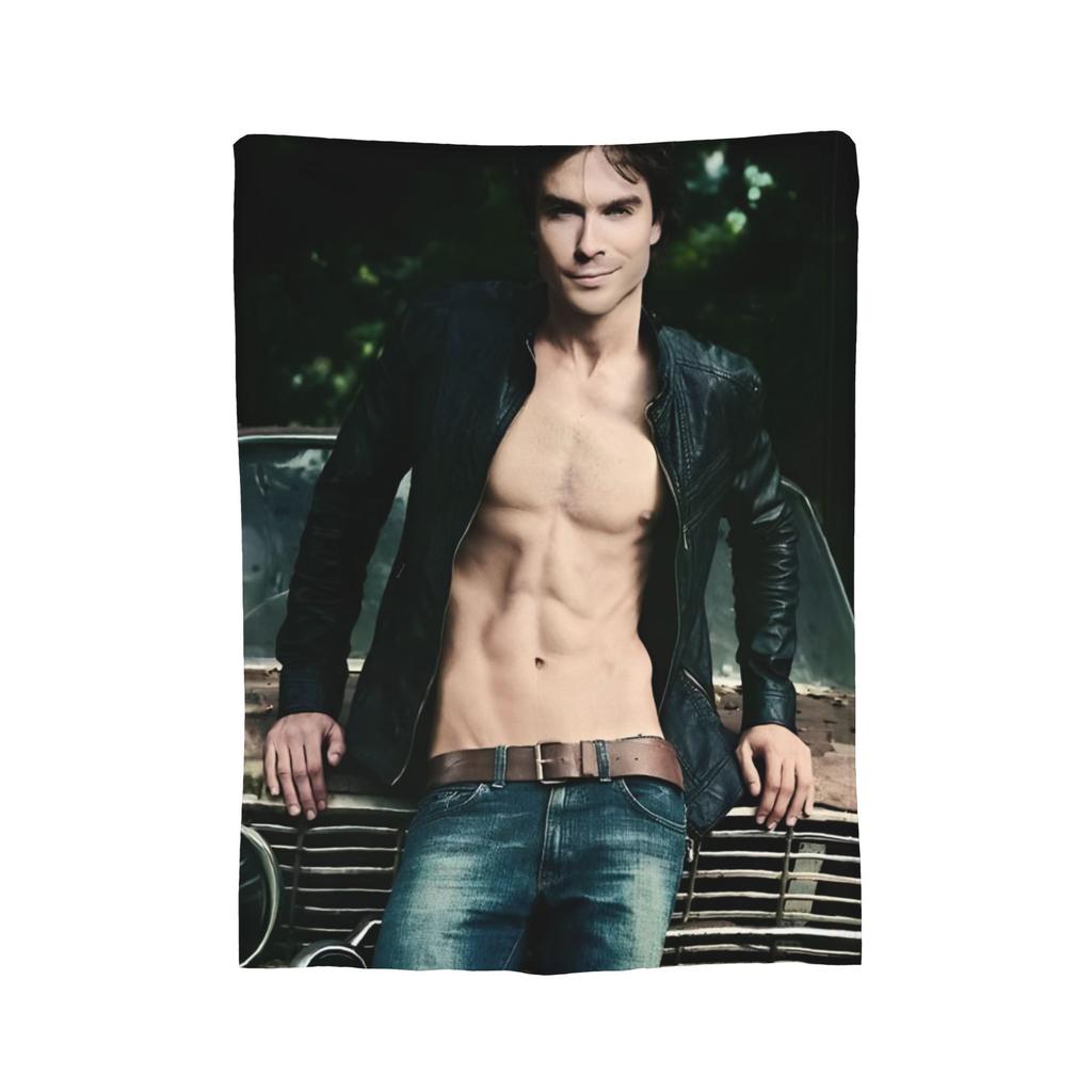 Damon Salvatore Vampire Diares Blankets Flannel Textile Decor  Multi-function Warm Throw Blanket for Bed Travel Plush Thin Quilt