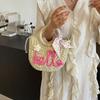 Moon Shaped Woven Underarm Bag Ribbon Knitted Shoulder Bag Fashion Beach Straw Bag  Travel