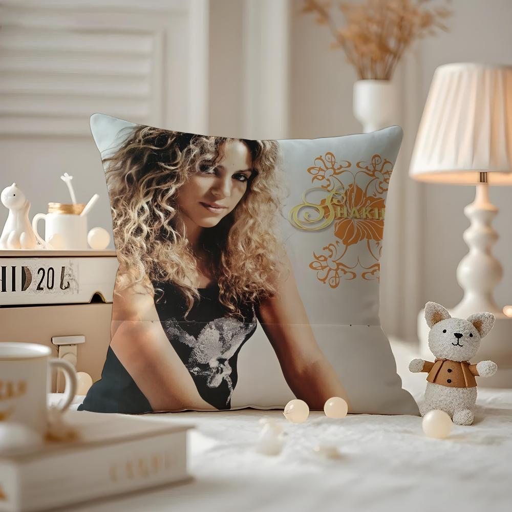 Shakira Cushion Cover Anti-dustmite Pillowcase Invisible Zipper Silky Short Plush Sofa Cushion Cover