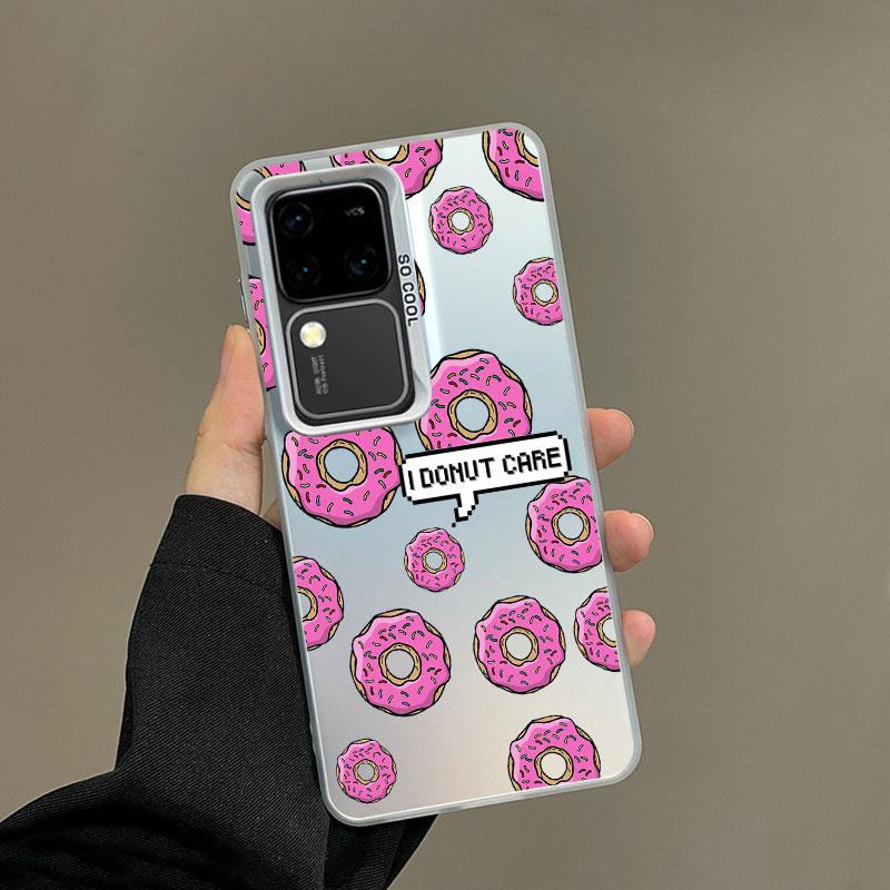 For Samsung Galaxy S21 S23 S24 FE S25 S24 S23 S22 Ultra Plus Laser Phone Case Sweet Fabulous Pink Donut Cookies Bread Cake Cover