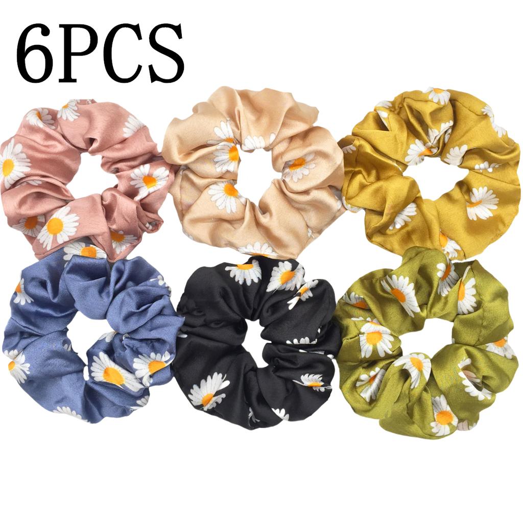6 Stück/Los Haargummis Elastisches Band Damen Halter Gummiband Zubehör Chiffon Sonnenblume Gänseblümchen Blume Niedliche Kopfbedeckung
