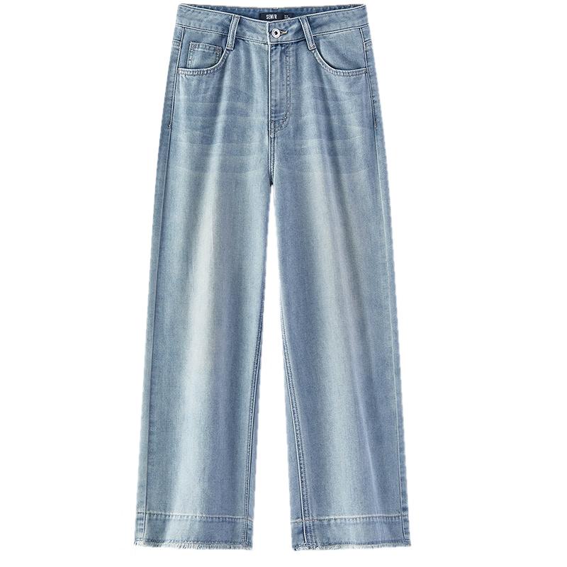Semir Senrou Women s Summer Cool Frayed Wide-Leg Cropped Jeans S