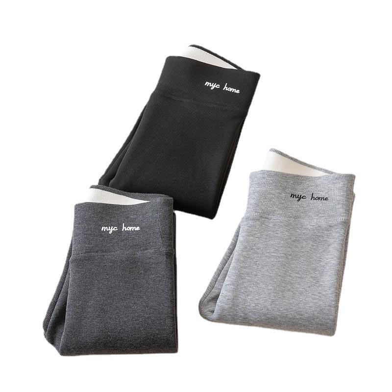 Grey lamb wool leggings women's wear autumn and winter velvet tight cotton threaded long johns small feet warm cotton pants