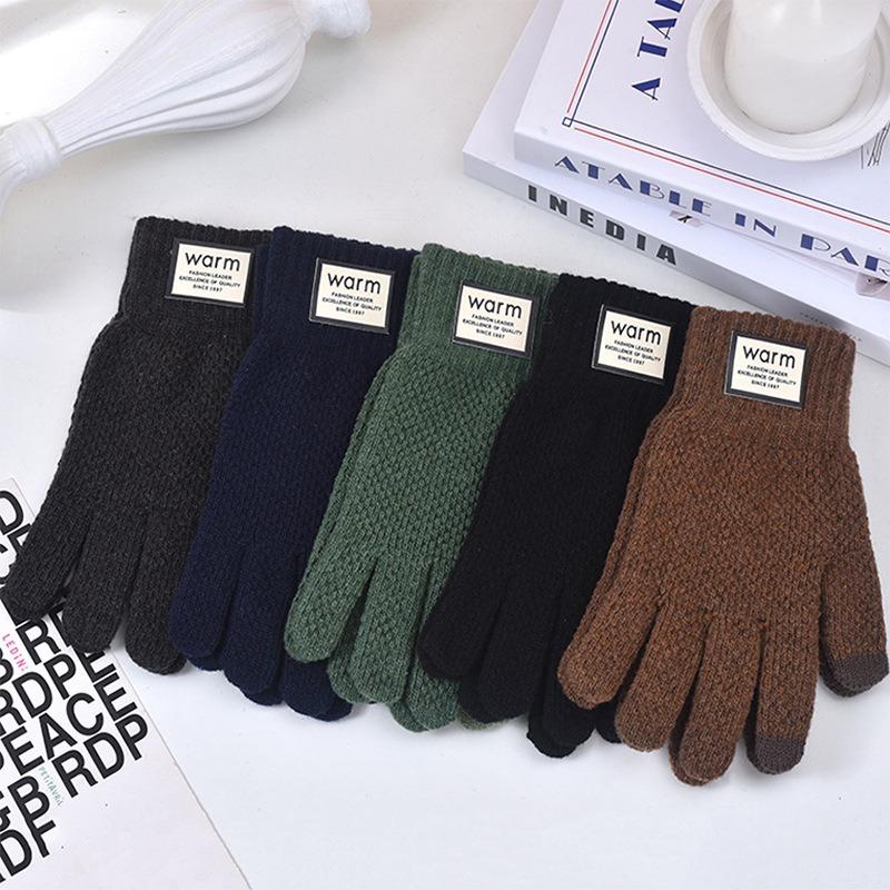 Winter warm men's gloves piled thickened wool knitted cycling full-finger gloves cycling gloves