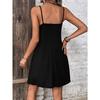High-waisted Sleeveless Buttoned Patchwork Dress Solid Color Suspender Sexy V-neck Short Skirt for Women