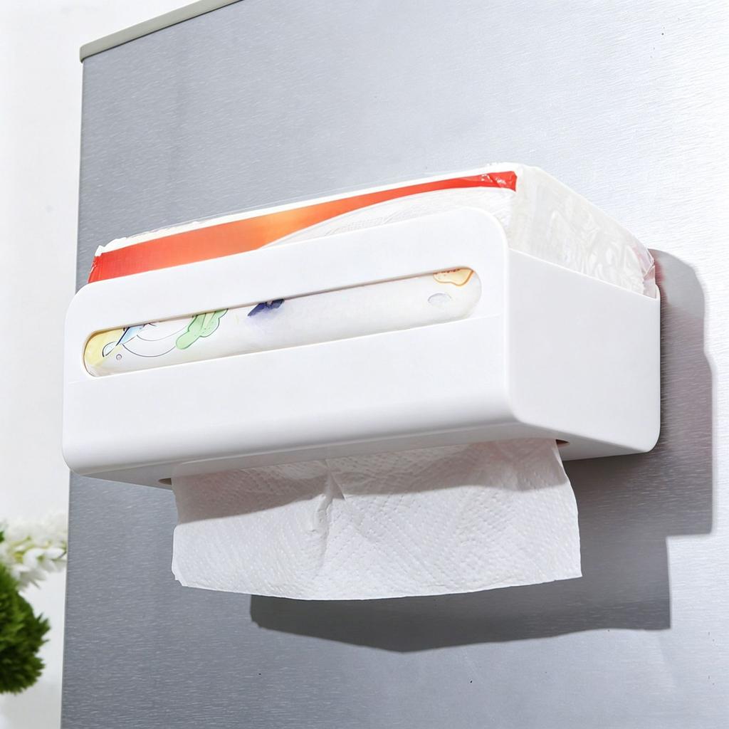 No-Drill Magnetic Wall Mount Tissue Holder Space Saving Storage Box Kitchen Bathroom Napkin Kitchen Towel Organizer Rack
