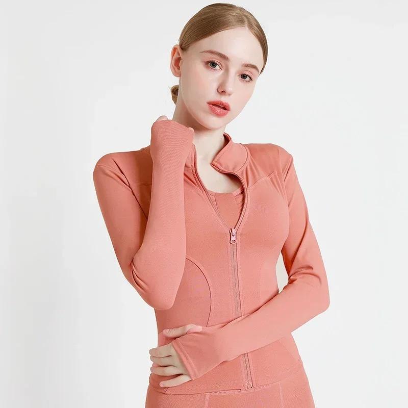 Women's Tracksuit Jacket Slim Fit Long Sleeved Fitness Coat Yoga Tops with Thumb Holes Gym Jacket Workout Sweatshirts