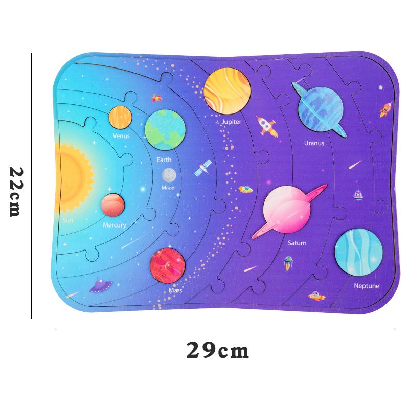 Eight Planets Puzzle Montessori Wooden Toys Earth Sun Solar System Planets Planets Cognition Educational Toys Children Gifts