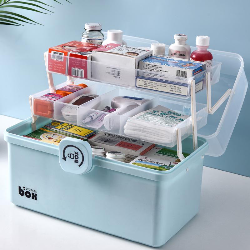 Large Capacity Portable Medicine Box for Home, Family, and Children's Use