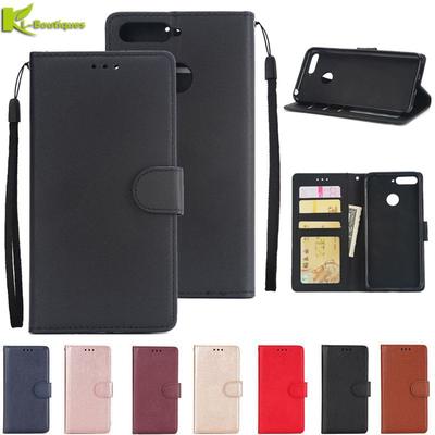 Kožené pouzdro Y6 Prime 2018 pro Huawei Y6 Prime 2018 Y5 Y6 Y7 Y9 2019 Kryt Klasické jednobarevné vyklápěcí peněženkové pouzdro na telefon Coque