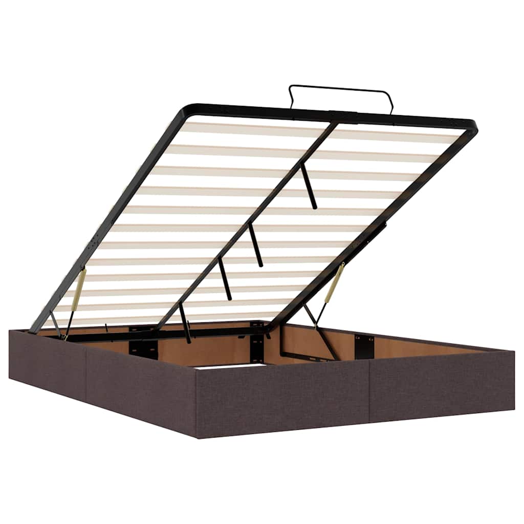 Ottoman Bed with Mattress & LEDs Dark Brown 140x190 Cm Fabric