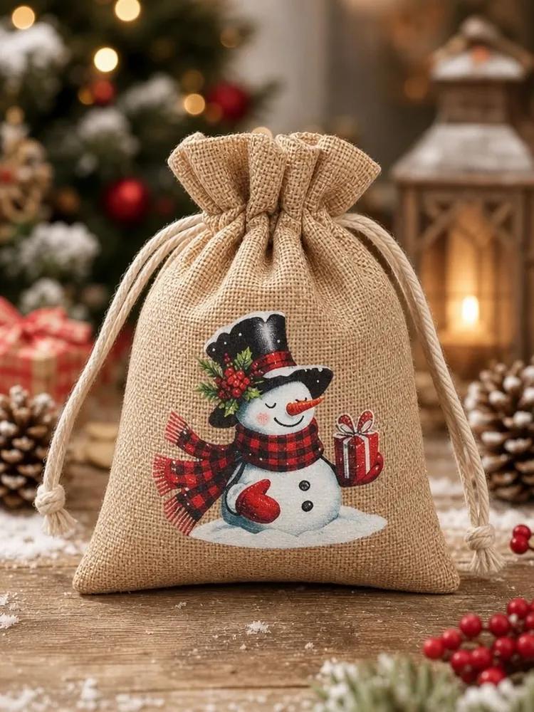 Fabric bags for storage, for Christmas gifts, linen gift bags 15 * 10 cm, 12 pcs.