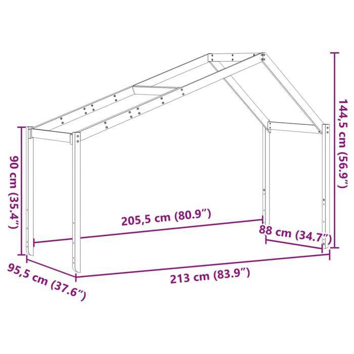 VidaXL Bed Canopy for Children 213x95.5x144.5 Cm Solid Pine Wood, Bed Canopy, Bed Canopy for Child, Canopy for 846936