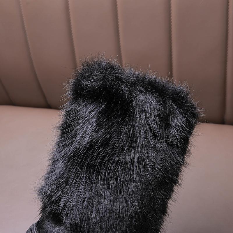 Warme lange Plüsch-Stiefel mit Reißverschluss hinten für Mädchen 2025 Winter Komfort Dicke Sohle Rutschfeste Stiefeletten Modische Unifarbene Kunstpelzstiefel Kind