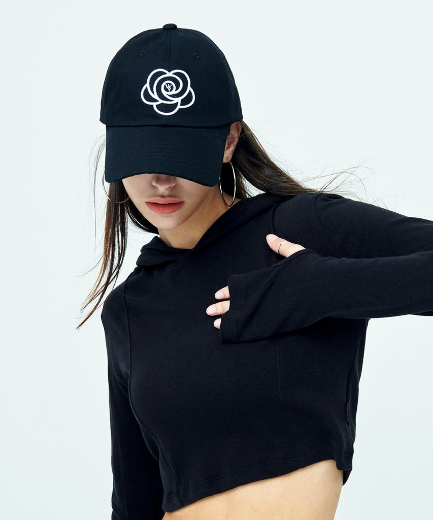 ATTENTIONROW FOR WOMEN Big Flower Logo Embroidered Ball Cap (Black)