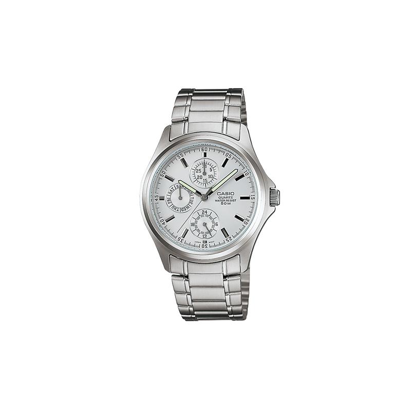 

Casio DRESS 50 meters waterproof fashion style quartz movement stainless steel strap Japanese and Korean watch 40mm men s watch white MTP-1246D-7A белый