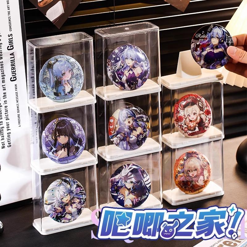 Creative Acrylic Badge Display Rack Stackable Dust Proof Badge Organizer Transparent Desktop Storage Box Badge Collection