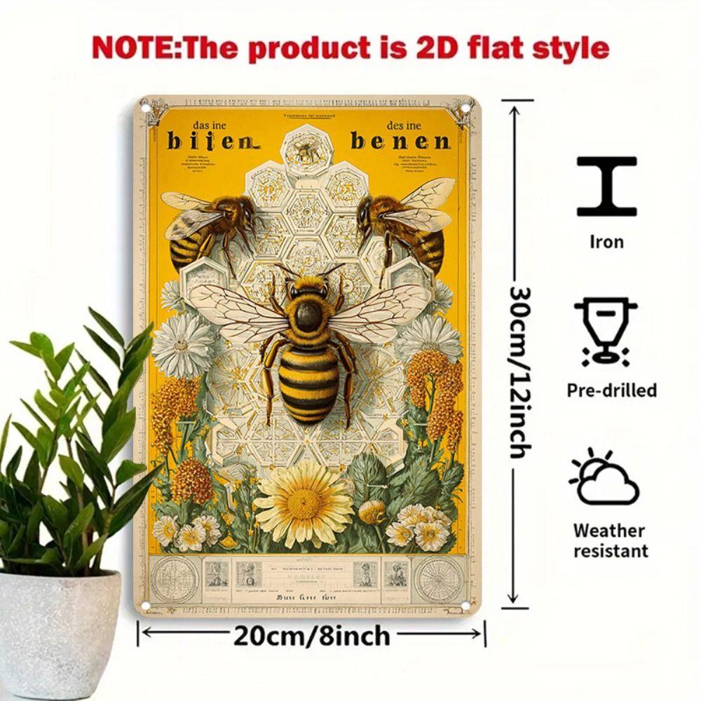 Metal Sign Bee Flower Nature Sunflower 20x30cm Wall Decor