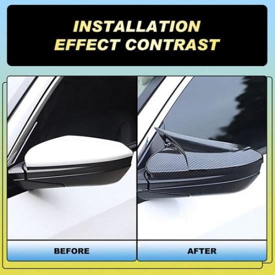 For Honda Civic 2016 2017- OX Horn Carbon Fiber Rear View Mirror Cover Cap