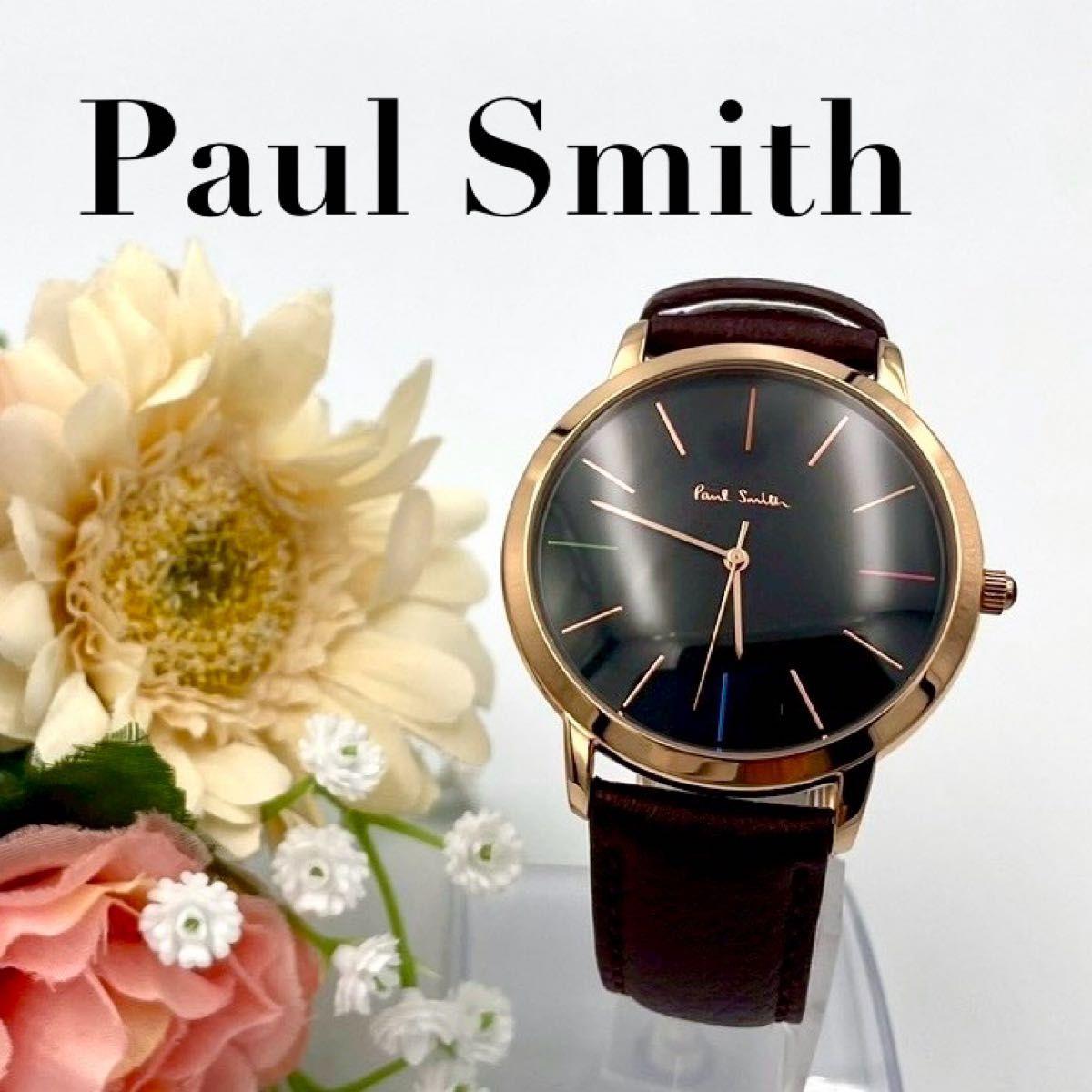 Used 981 Very Good Condition New Battery Paul Smith Watch Quartz Round Black Dial Men s Leather Belt