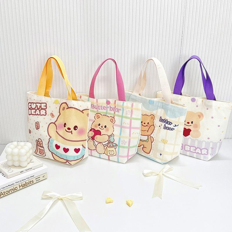 New bag wind butter bear canvas bag cute canvas bag portable daily storage woman