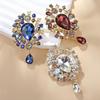 Fashion Retro Luxury Crystal Water Droplet Pendant Brooches For Women Clothing Coat Jewelry Accessries Gifts
