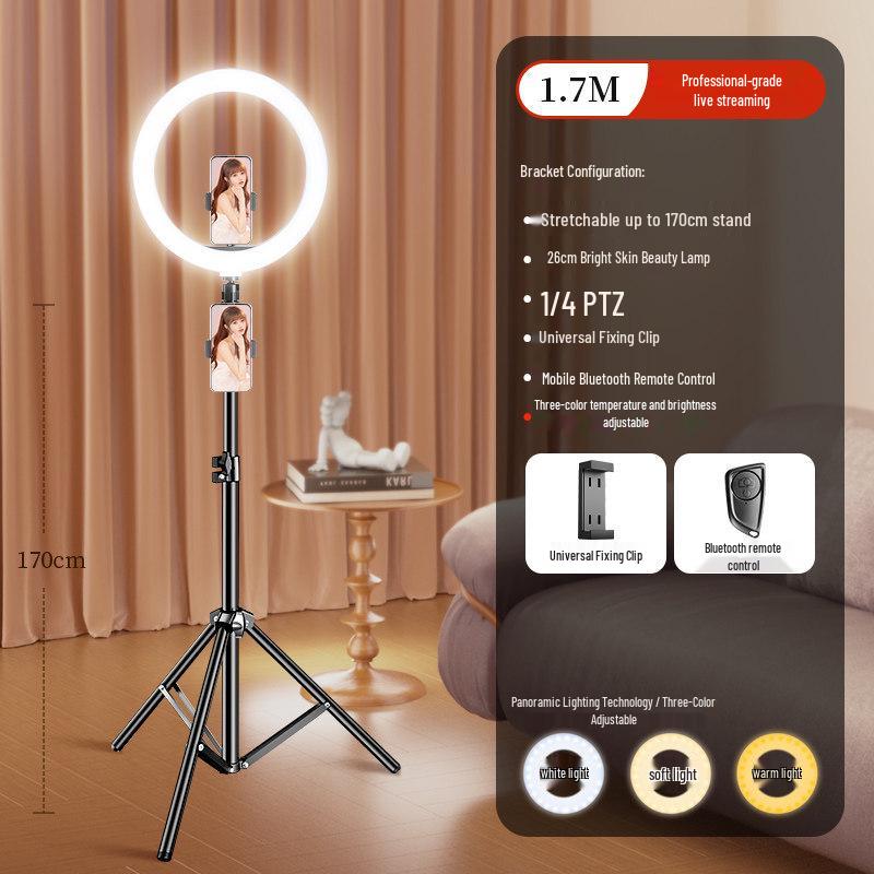 Professional Desktop Ring Light Stand for Streamers - Large Aperture Beauty & Selfie Light