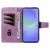 For Samsung Galaxy A36 5G Leather Case Wallet Stand Grids Imprinted Phone Cover with Strap