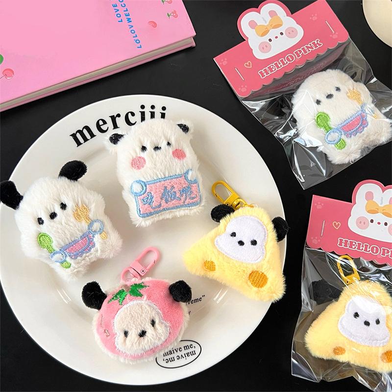Breloc cu pandantiv drăguț de pluș cu câinele Pochacco pentru femei, fete, inel de chei auto creativ, decorațiuni pentru geantă, accesorii, cadou