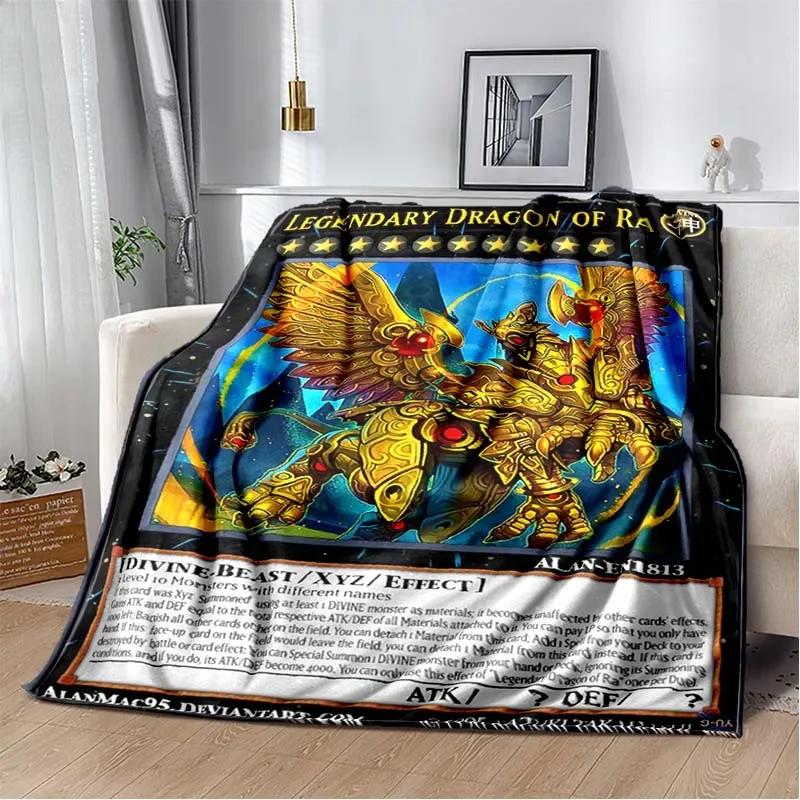 Coperta Calda in Flanella Carta Anime Yu Gi Oh Drago Bianco Occhi Blu Cartone Animato Anime Morbida Coperta in Peluche Copriletto per Camera da Letto Decorazione per la Casa