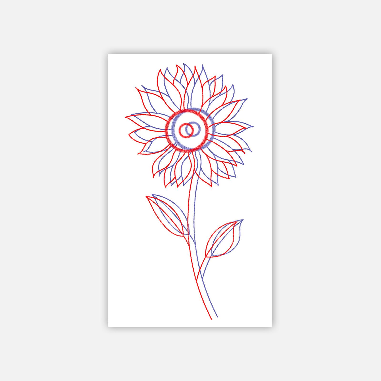 High Value, Simple Personality, Niche Stick Figure Overlapping Sunflower Tattoo Sticker 6*10CM