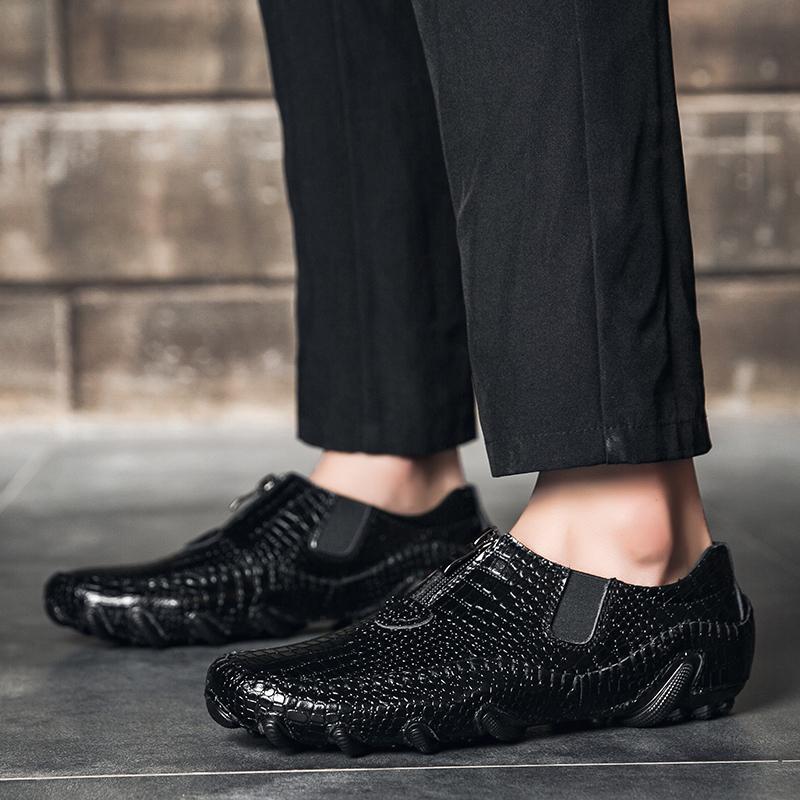 39-46 Mode Herr Casual Läderskor Loafers Moccasins Platt Körskor