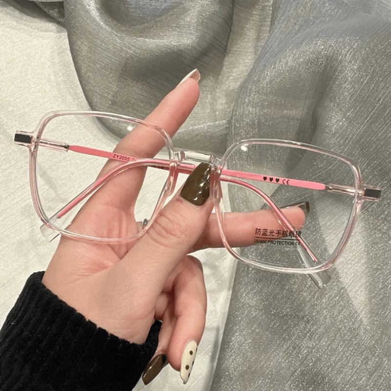 Big Frame Computer Men and Women Eyewear Square Blue Light Blocking Glasses Black Oversized Optical Eyeglasses Vision Spectacles