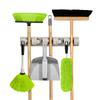 5 Broom Holder Wall Mounted Organizer 6 Hooks Anti-Slip Utility Rack Cleaning Tools Sports Equipment Garage Kitchen