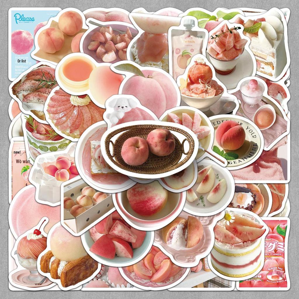 50 Cute Peach Heart Stickers for Decorating Phone Cases, Scooters, and Speakers