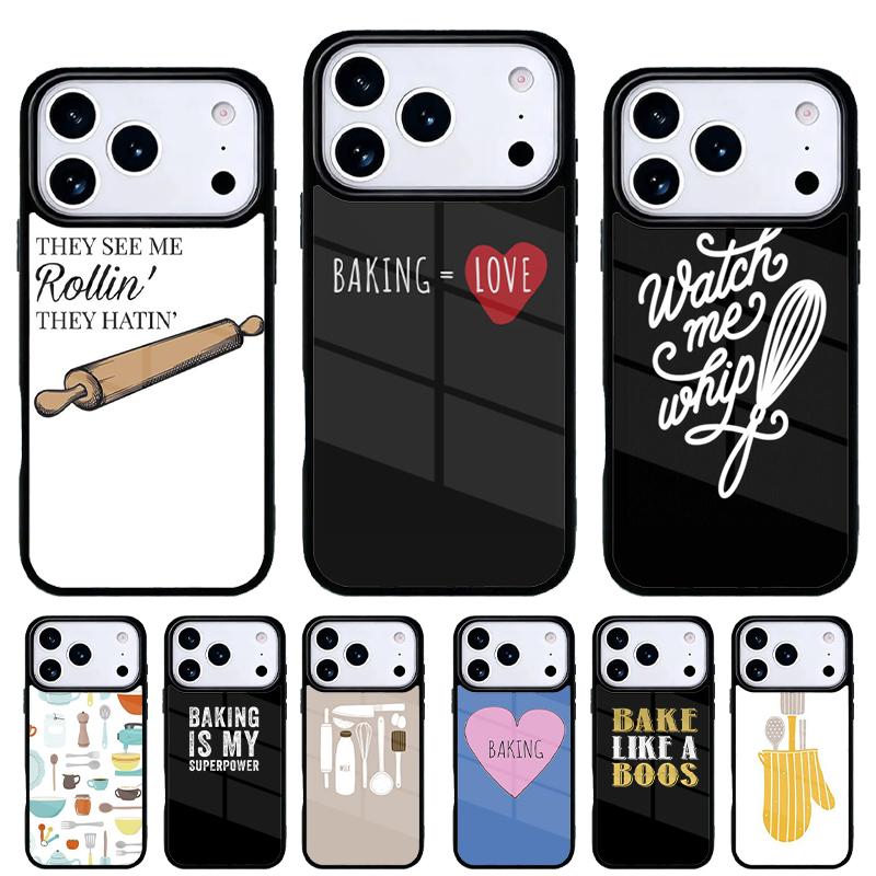 Love Baking Chef Knife Phone Case for iPhone 17 16 15 14 13 Pro Max Back Cover for 12 11 Pro Coque