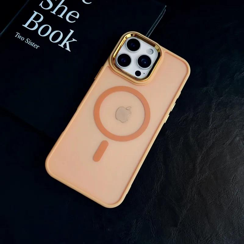Magnetické Luxusní Matné Průsvitné Pancéřové Nárazuvzdorné Pouzdro Pro iPhone 15 16 14 13 11 12 Pro Max Plus Kryt s Magsafe Bezdrátovým Nabíjením