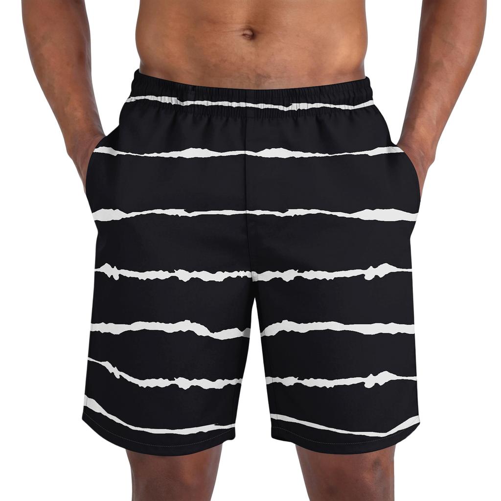Herren Freizeit Trend gestreifte bedruckte kurze Hose - Leichte und atmungsaktive Herren Sportshorts